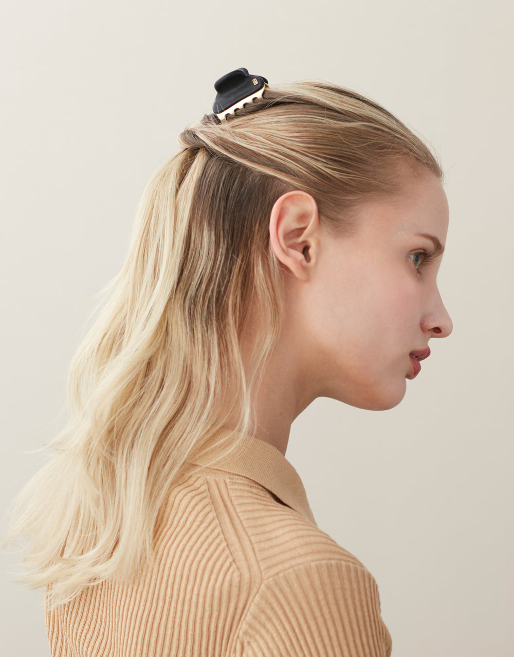 ALEXANDRE DE PARIS Ivory Small Swarovski Crystal Studded Jaw Hair Clip