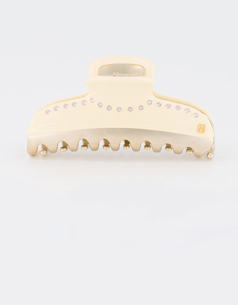 Alexandre de Paris Vendome Large Ivory Crystal Hair Claw Clip