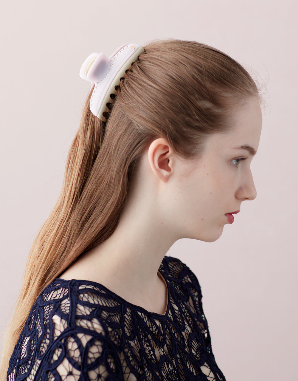 Alexandre de Paris Vendome Large Ivory Crystal Hair Claw Clip