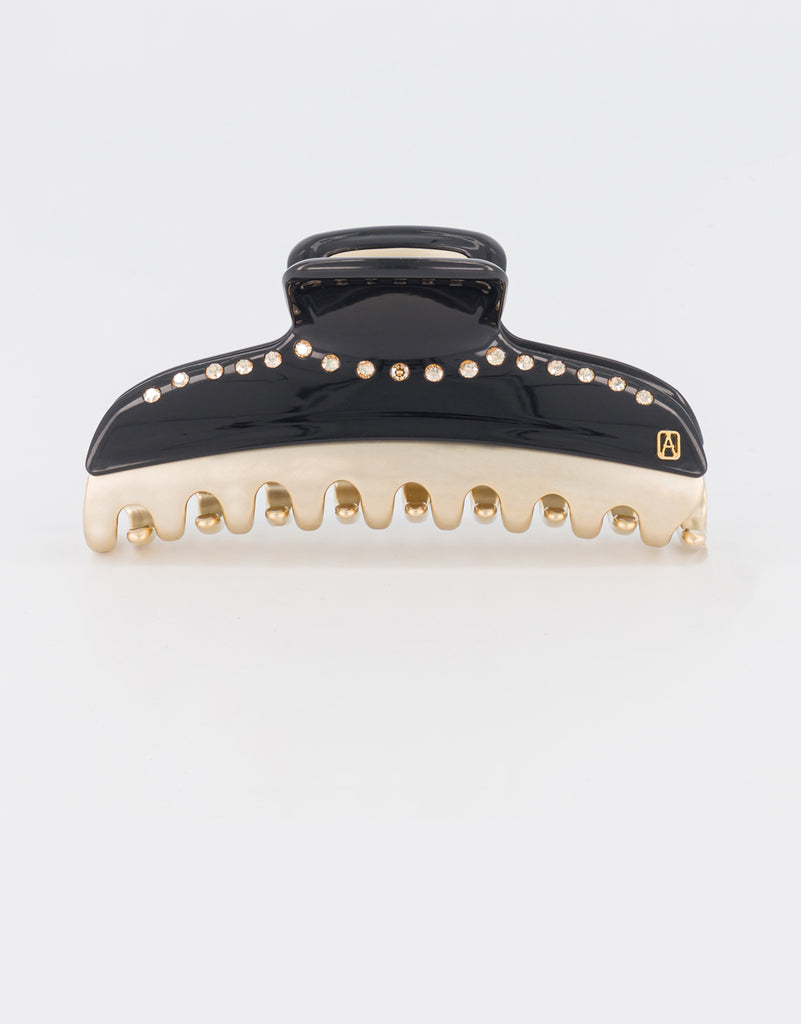 Alexandre de Paris Vendome Large Black Crystal Hair Claw Clip