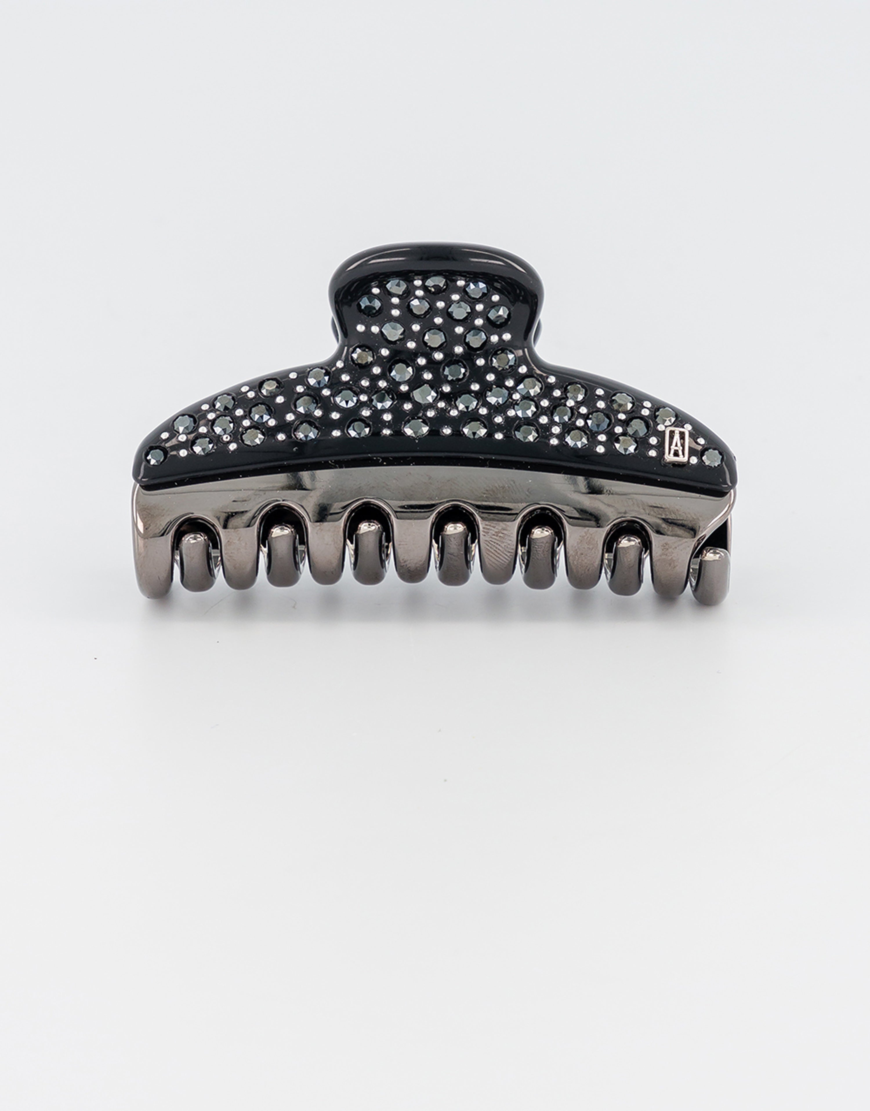 ALEXANDRE DE PARIS Vendome medium black strass hair clip