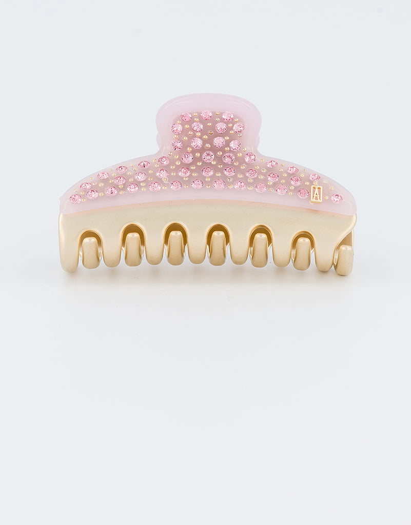 ALEXANDRE DE PARIS Vendome pink strass medium hair claw clip