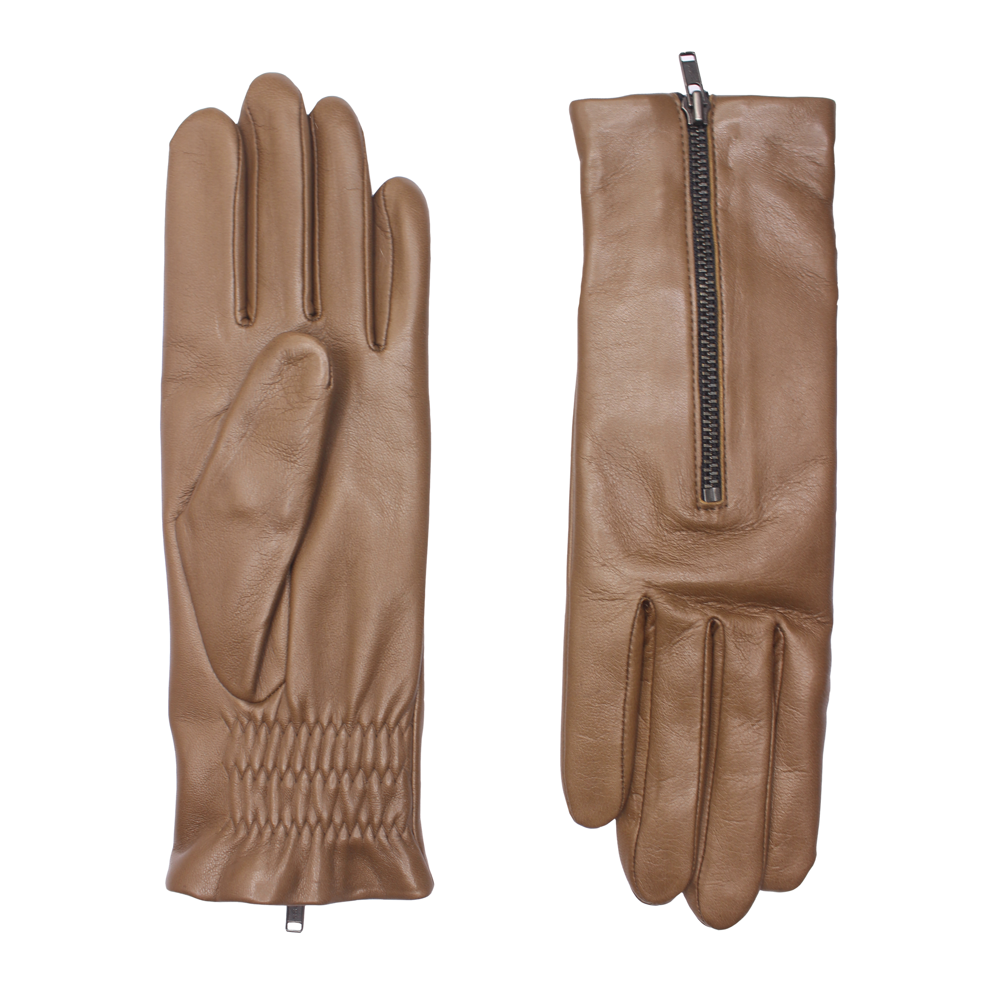 AGNELLE Jane Lambskin Glove Lined in Cashmere with a Zipper