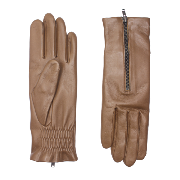 AGNELLE Jane Lambskin Glove Lined in Cashmere with a Zipper