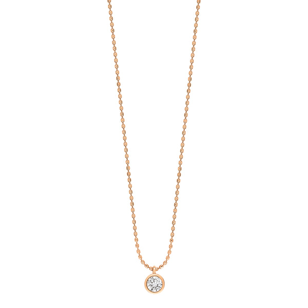 GINETTE NY Lonely diamond on chain, diamond cut ball chain
