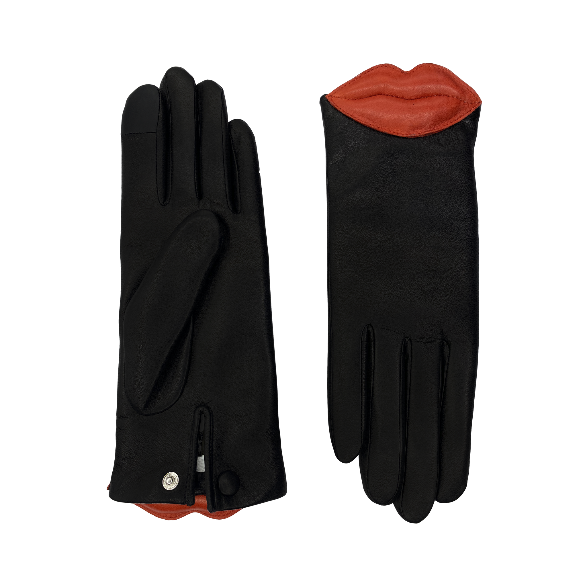 AGNELLE Lips Lambskin Glove Lined in Alpaca with a Kiss at the Wrist