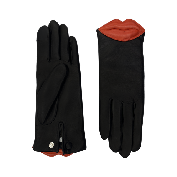 AGNELLE Lips Lambskin Glove Lined in Alpaca with a Kiss at the Wrist