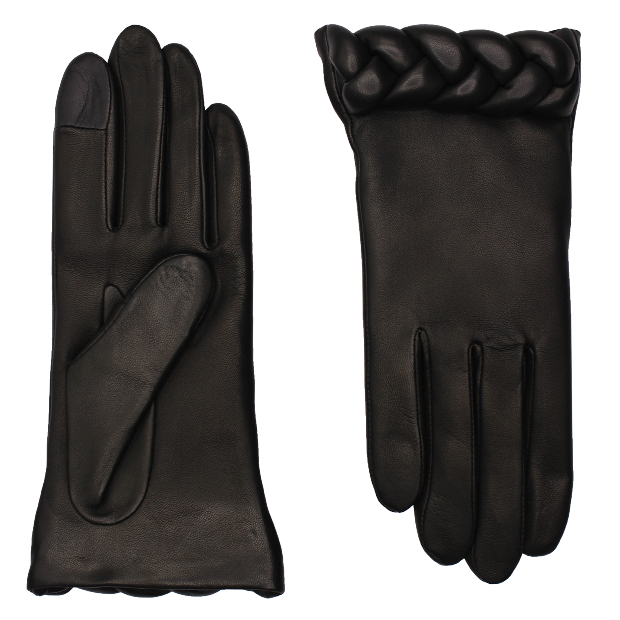 Agnelle Edith Leather Glove with Braided Cuff
