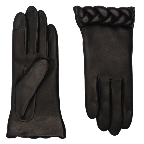 Agnelle Edith Leather Glove with Braided Cuff