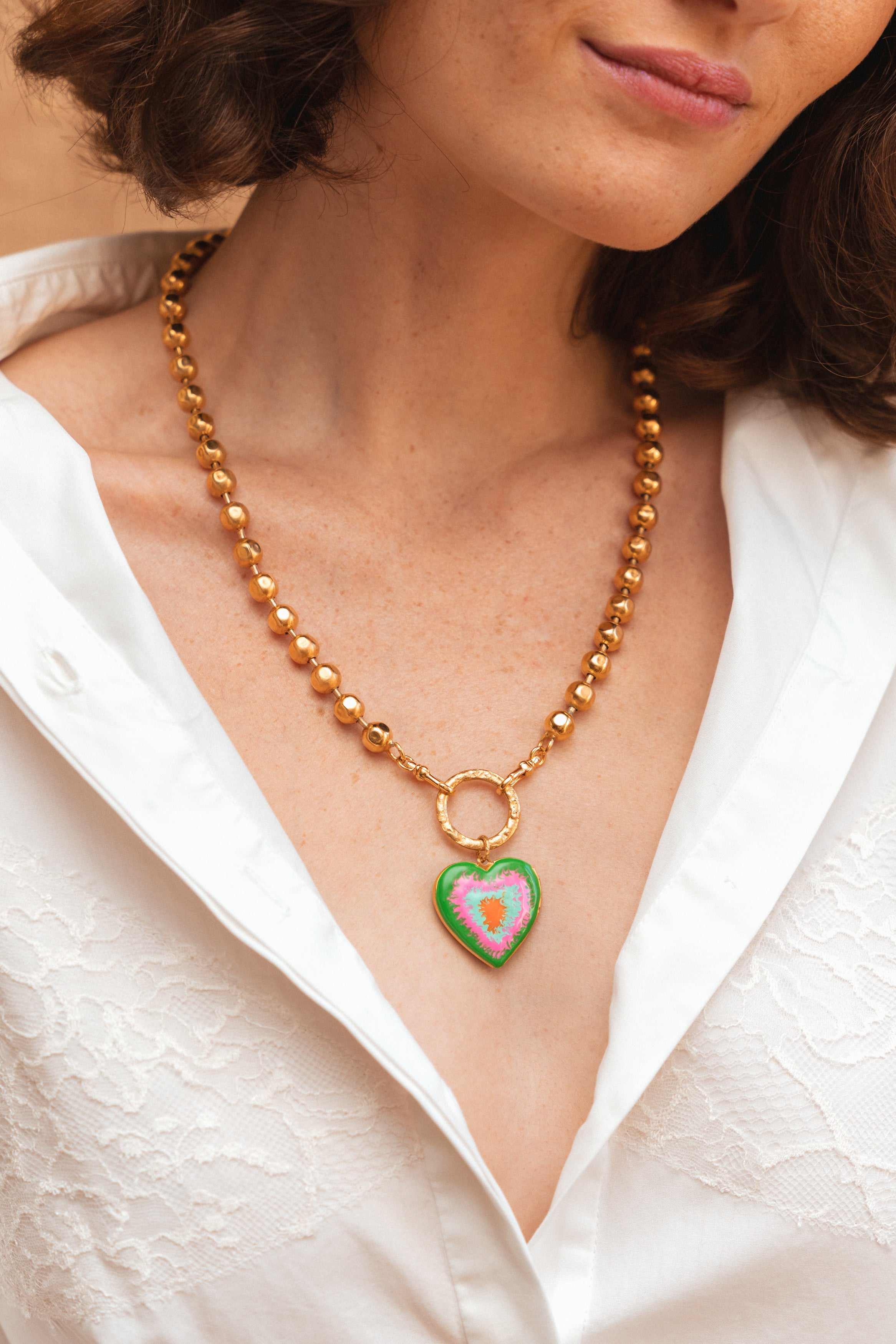 SYLVIA TOLEDANO Love locket enamel gold necklace.
