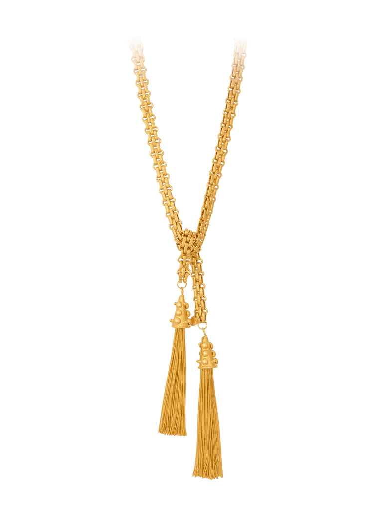 SYLVIA TOLEDANO Tie Gold and Tassel Pendant Necklace