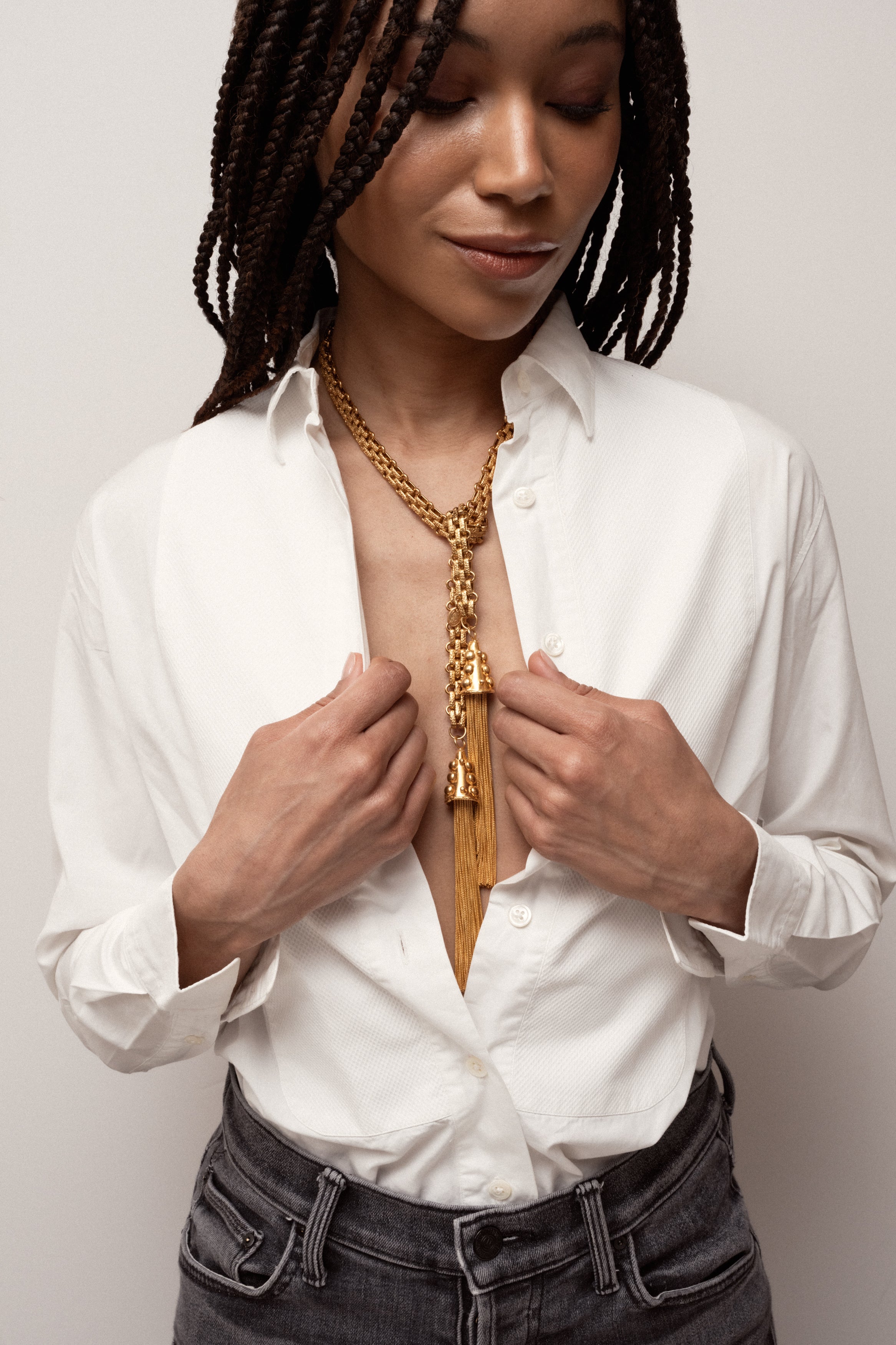 SYLVIA TOLEDANO Tie Gold and Tassel Pendant Necklace
