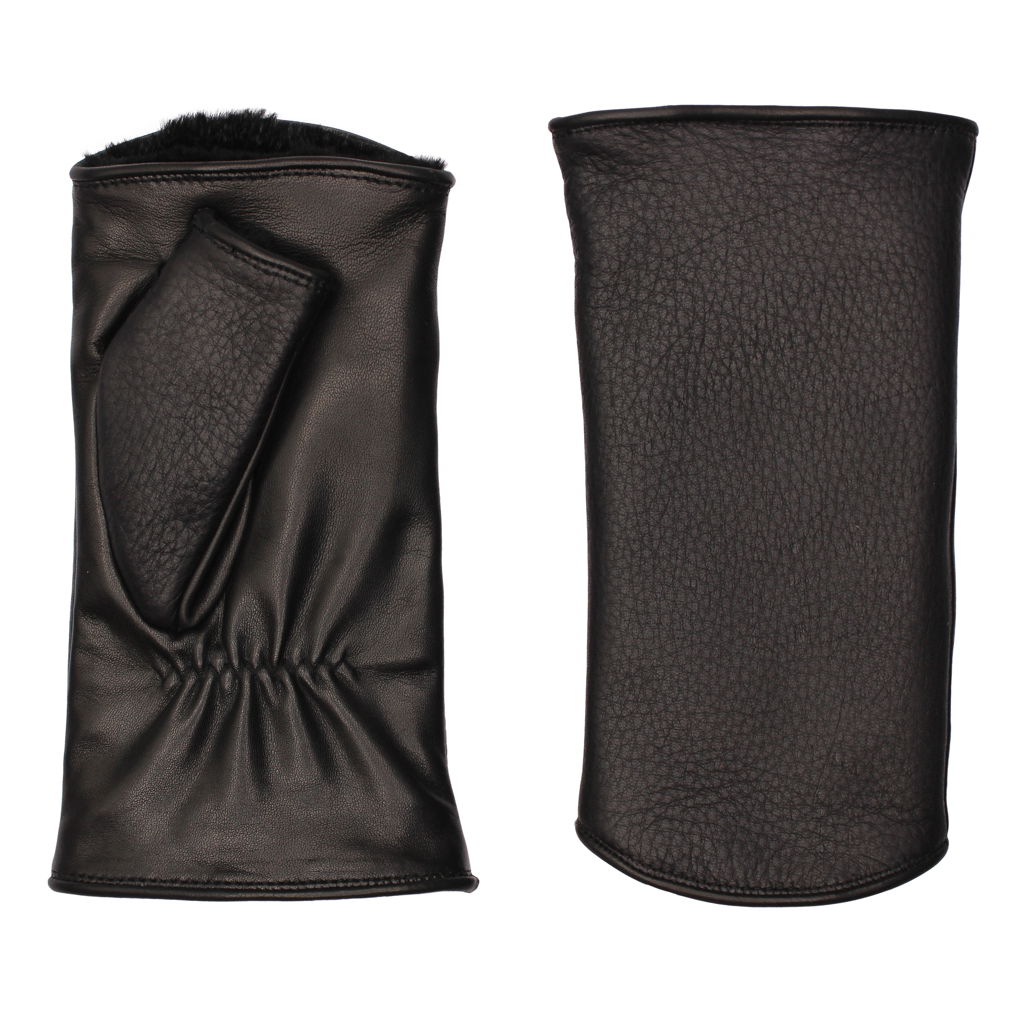 AGNELLE Pauline Rabbit Lined Fingerless Gloves 50/50 Deerskin and Lambskin