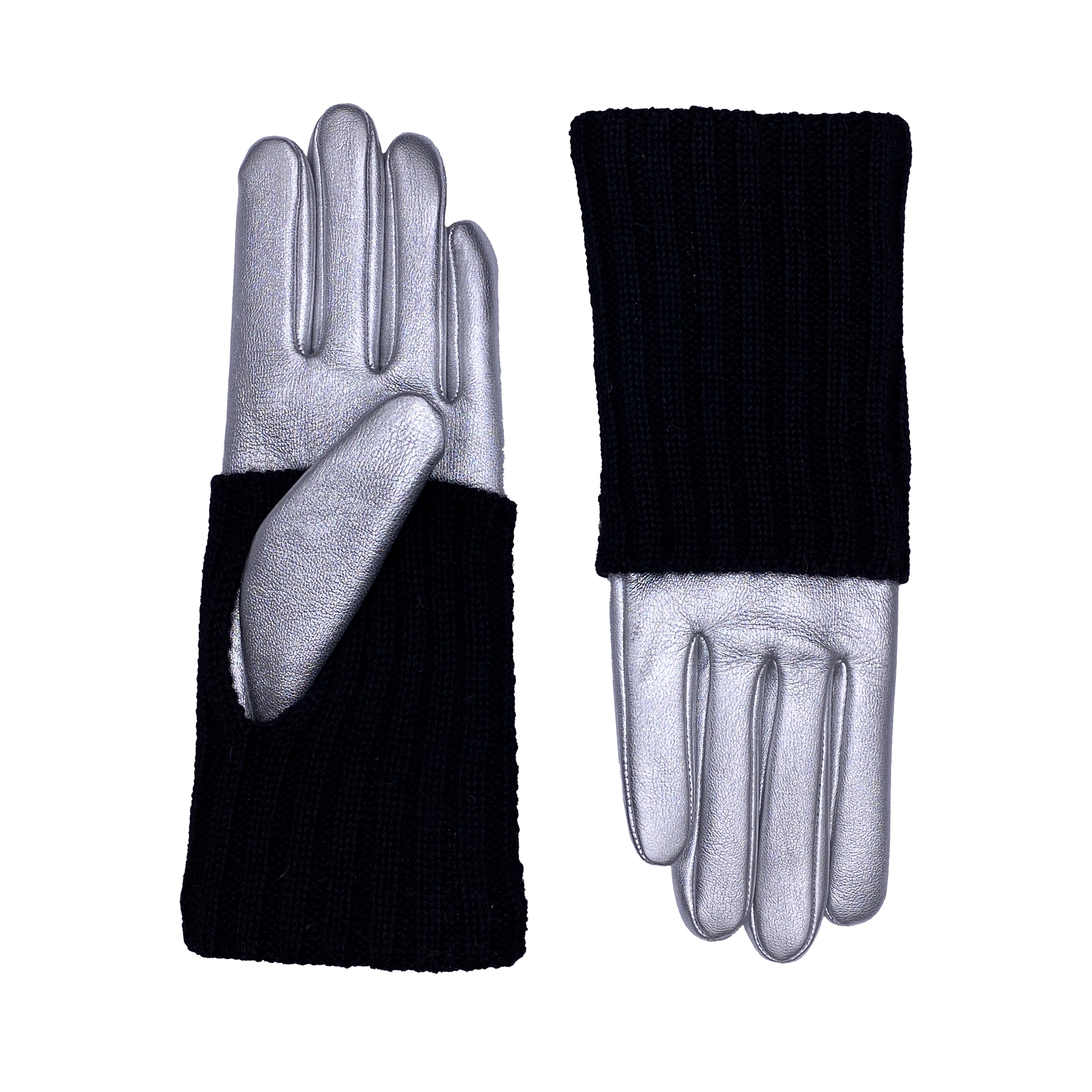 AGNELLE Polka Metallic Leather and Alpaca Glove