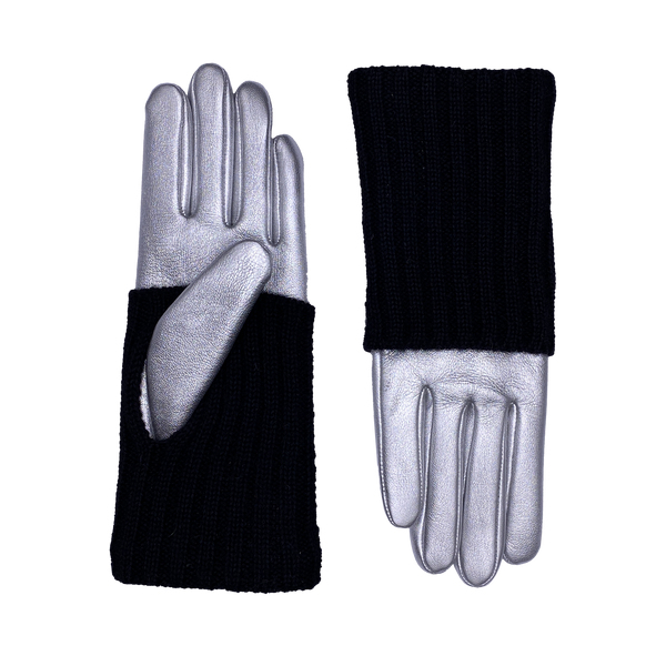 AGNELLE Polka Metallic Leather and Alpaca Glove