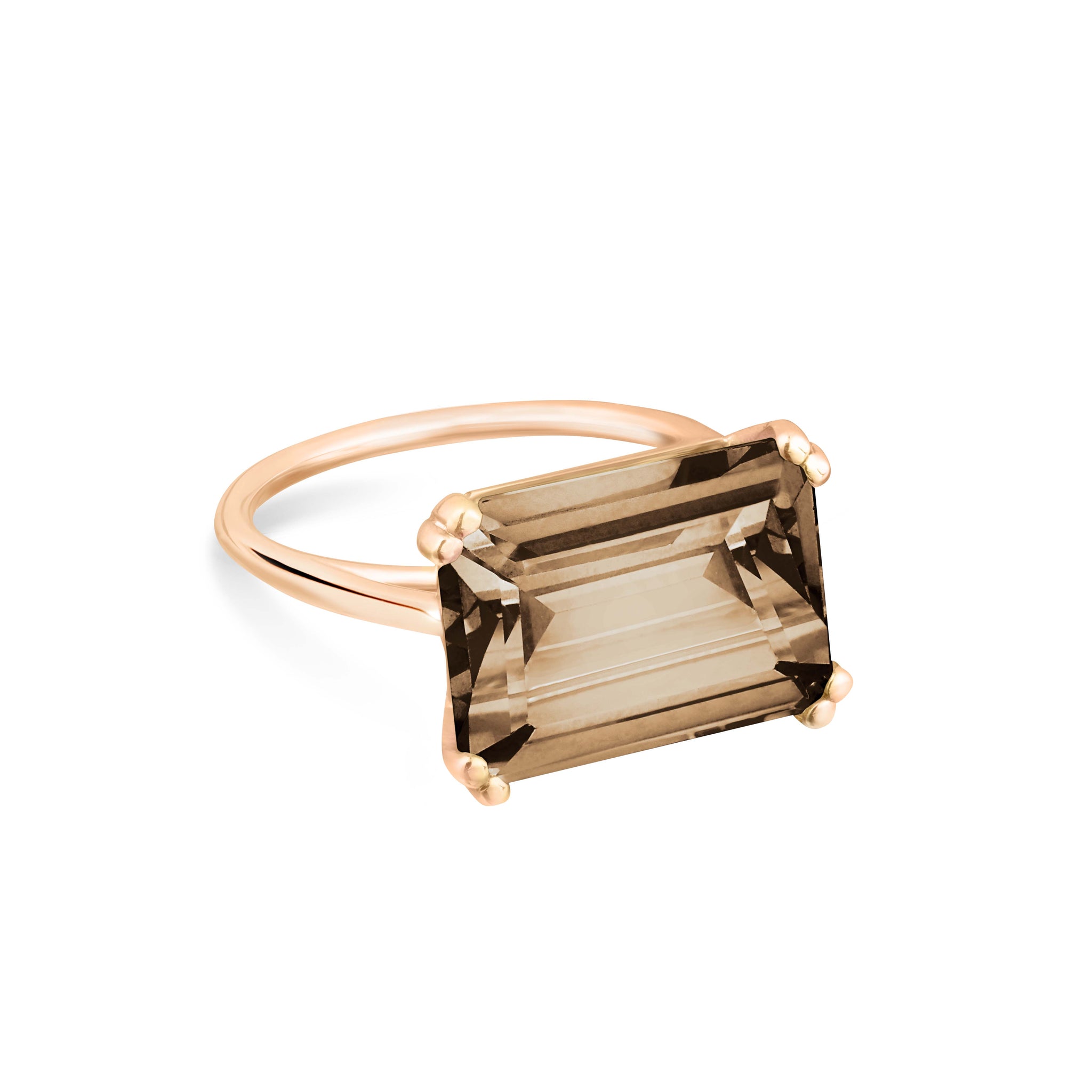 GINETTE NY Cocktail horizontal smoky quartz ring