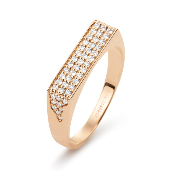 GINETTE NY Baguette diamond signet ring