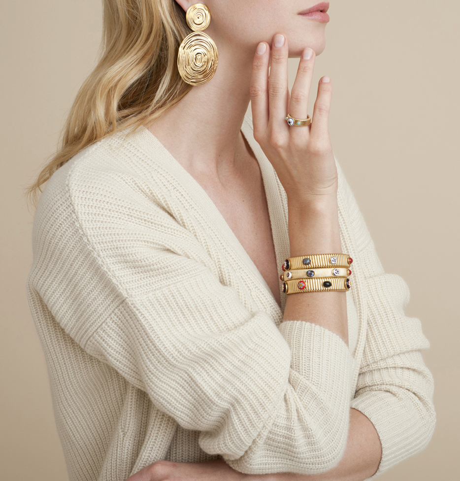 GAS BIJOUX Wave earrings large size gold