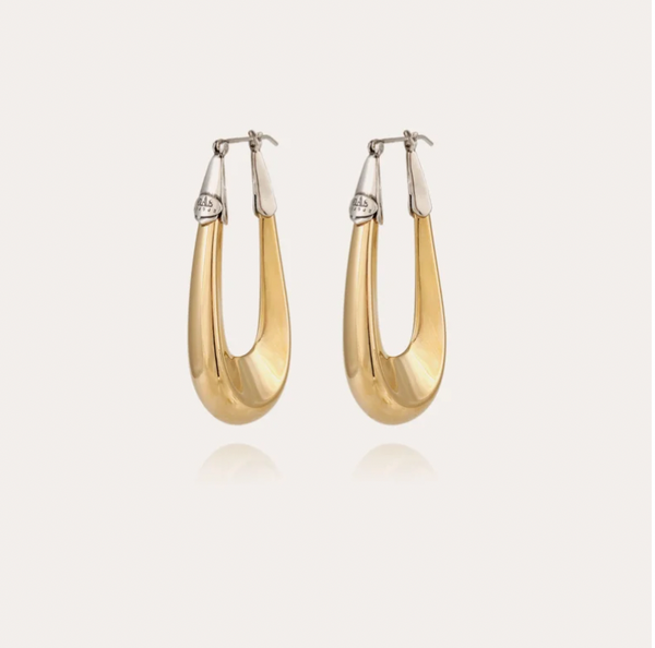 GAS BIJOUX Ecume bicolor earrings large size gold