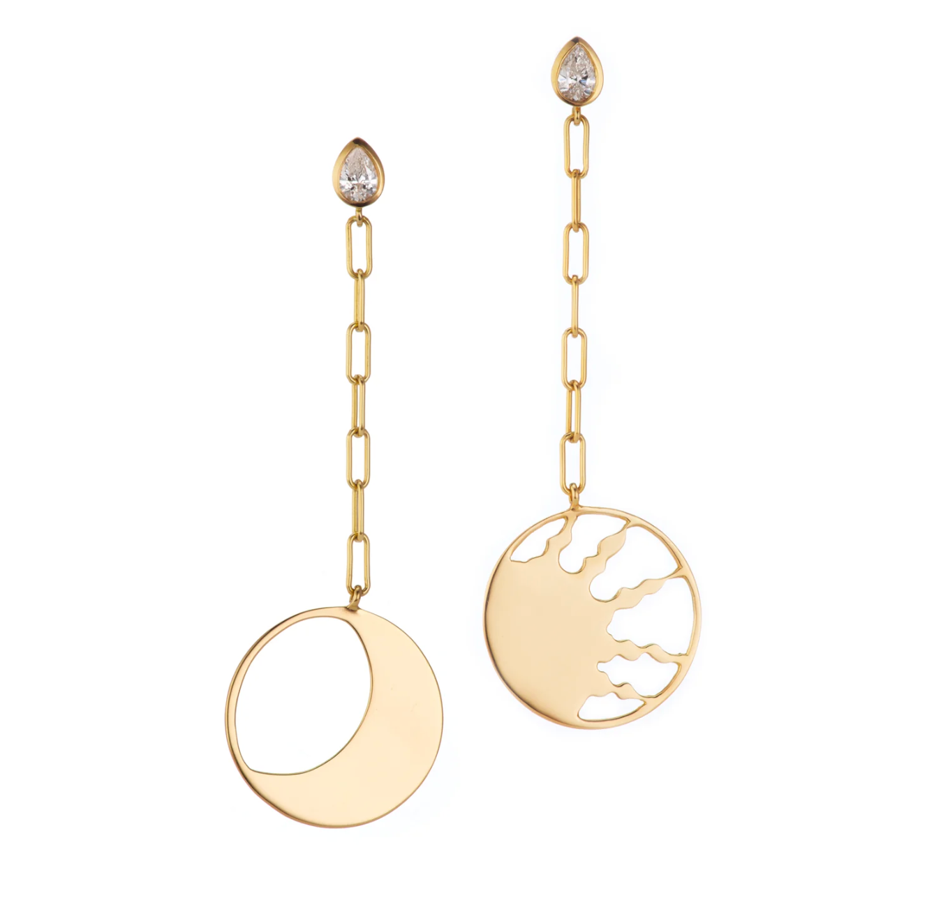 GAZZA LADRA Sun and Moon Gold Earrings