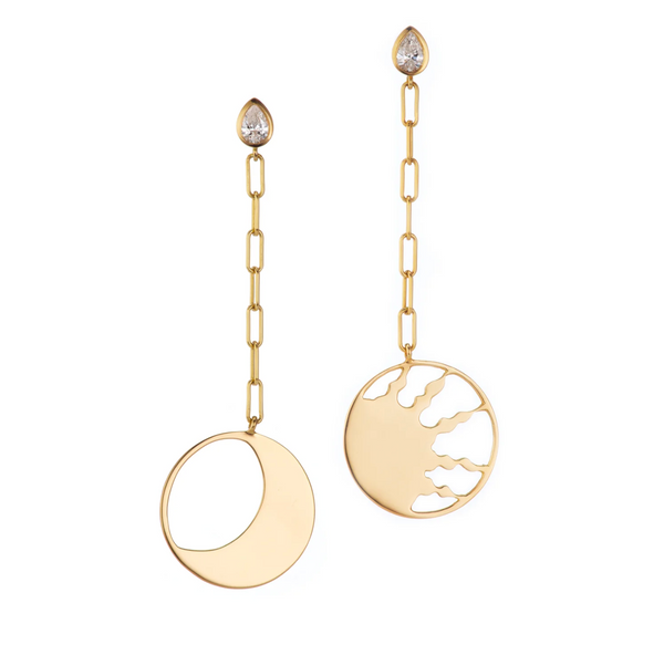 GAZZA LADRA Sun and Moon Gold Earrings