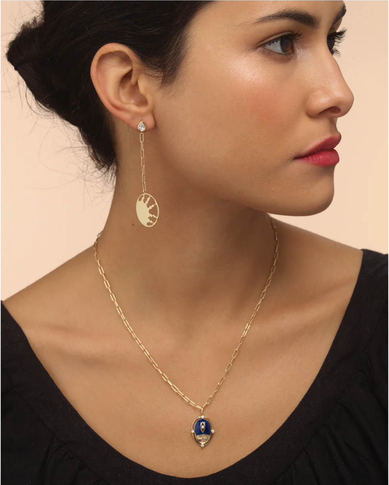 GAZZA LADRA Sun and Moon Gold Earrings