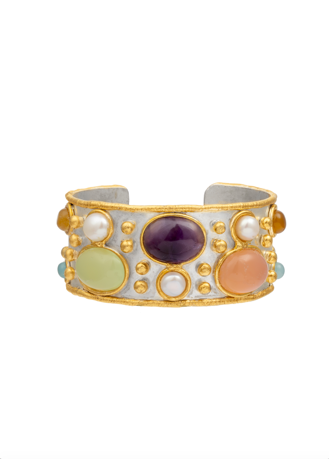 SYLVIA TOLEDANO Mat Gold and Silver Byzantine Open Cuff