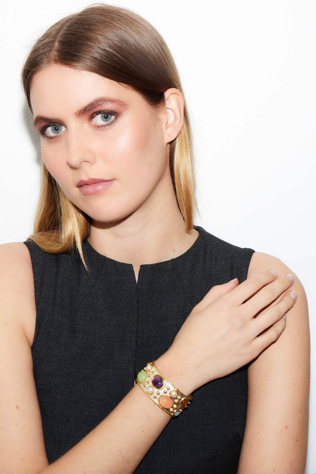 SYLVIA TOLEDANO Mat Gold and Silver Byzantine Open Cuff