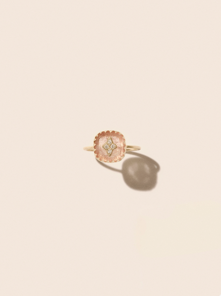 PASCALE MONVOISIN Pierrot Strawberry Quartz and Diamonds Ring