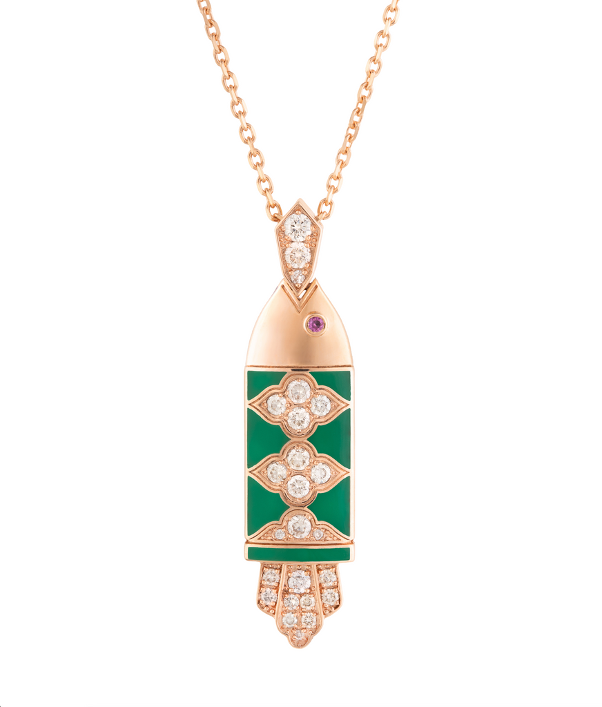 NAYLA ARIDA Orient  Gold and Enamel  Fish Necklace