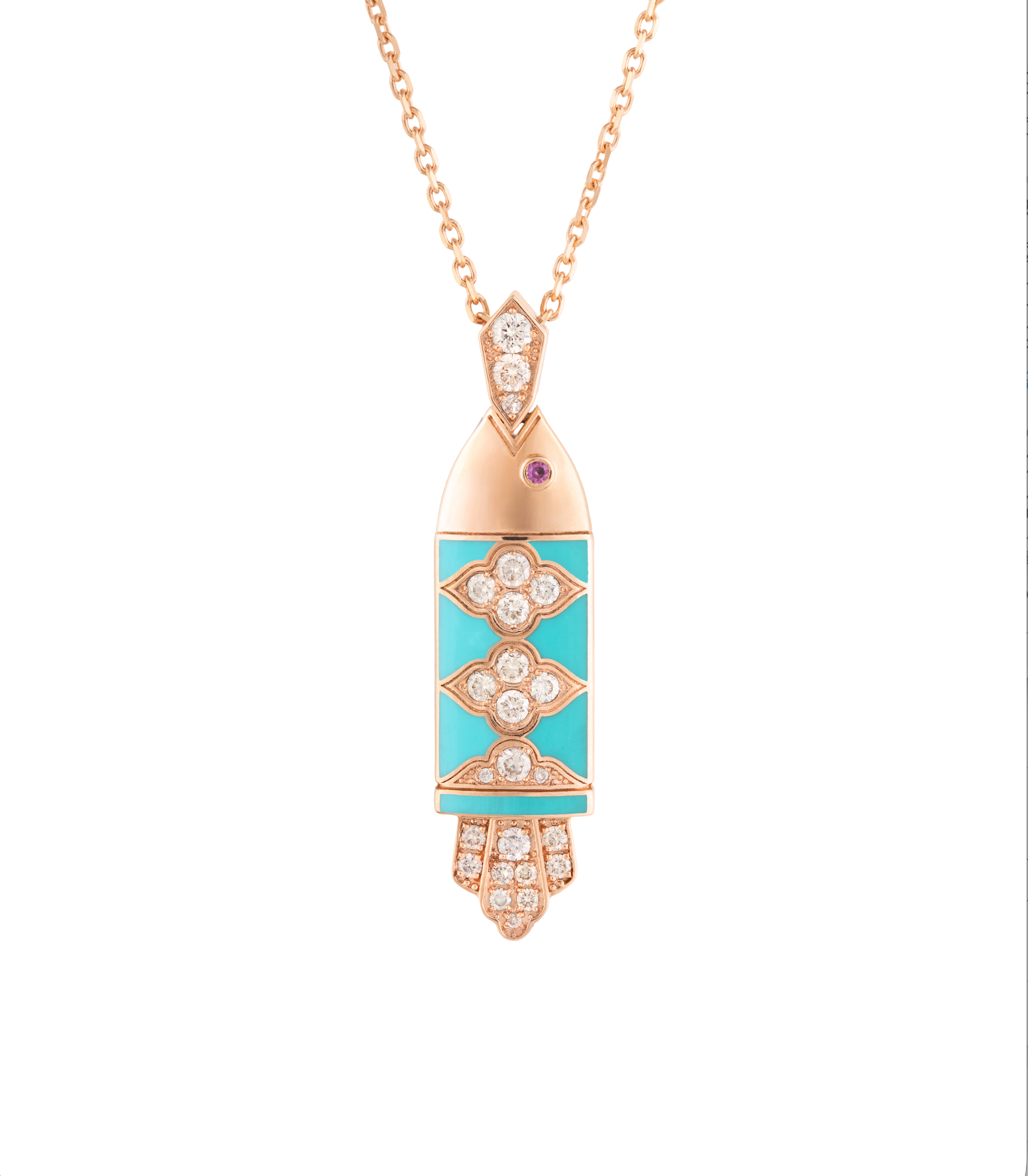 NAYLA ARIDA Orient  Gold and Enamel  Fish Necklace