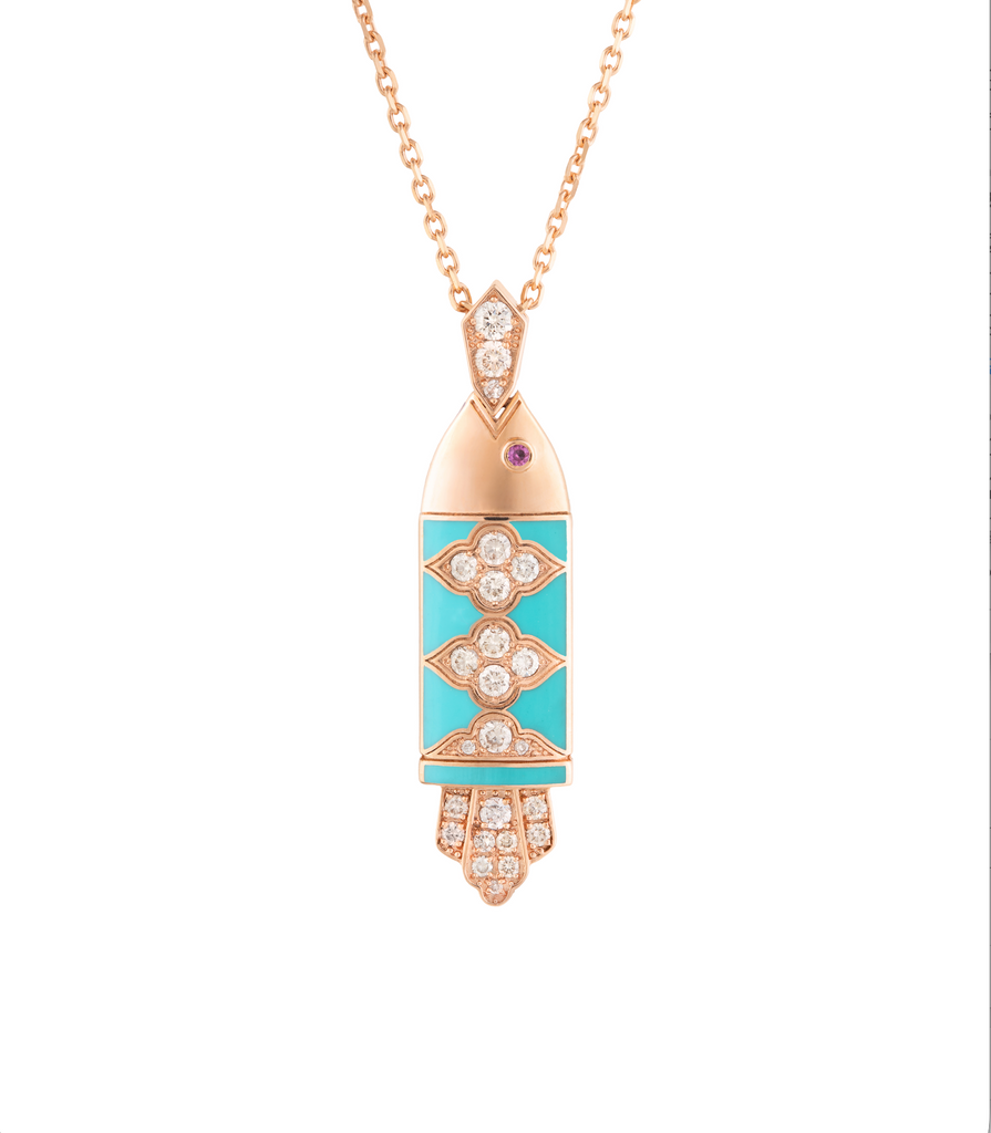 NAYLA ARIDA Orient  Gold and Enamel  Fish Necklace