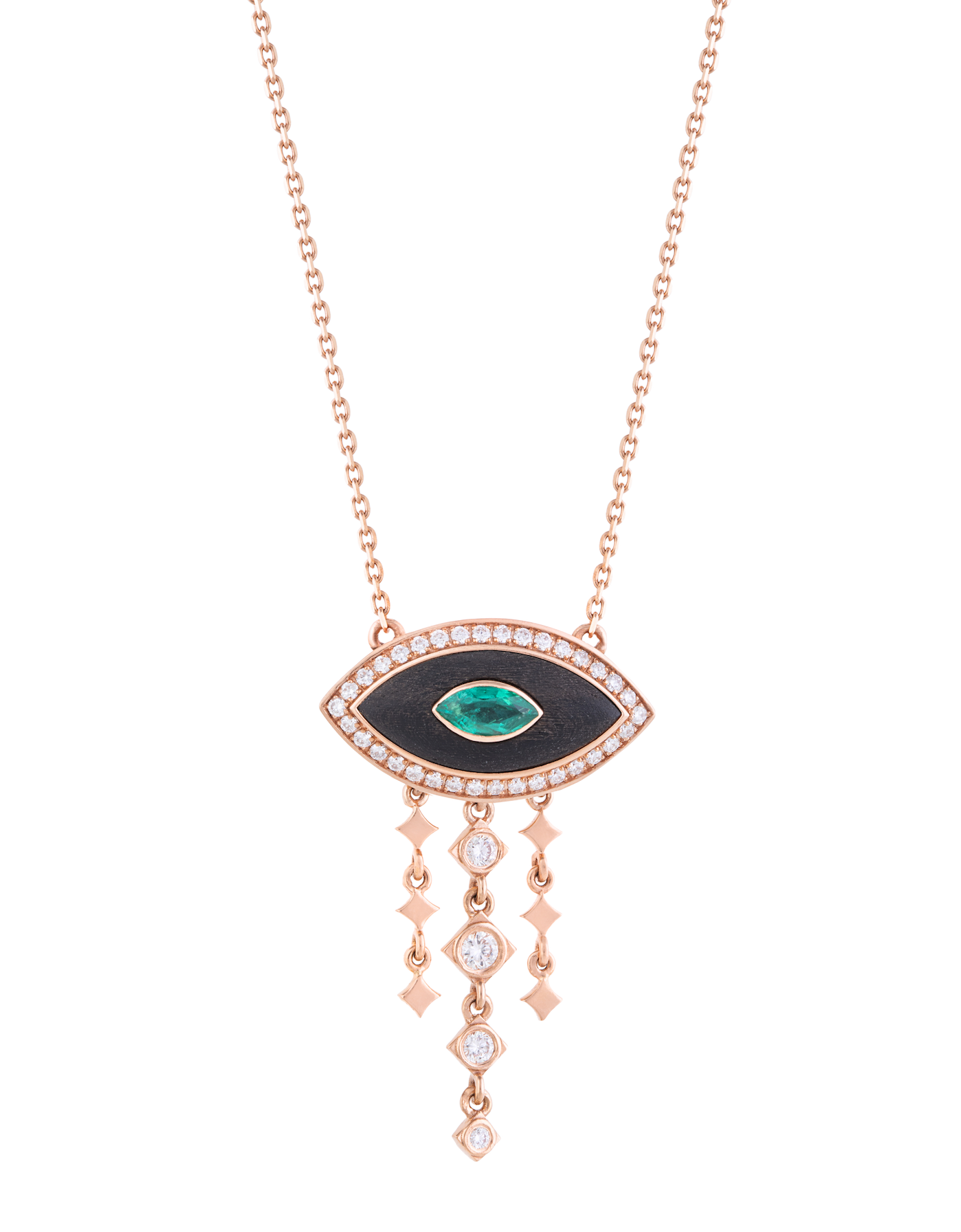 NAYLA ARIDA Ebony, Gold and Diamonds Evil Eye Neclace