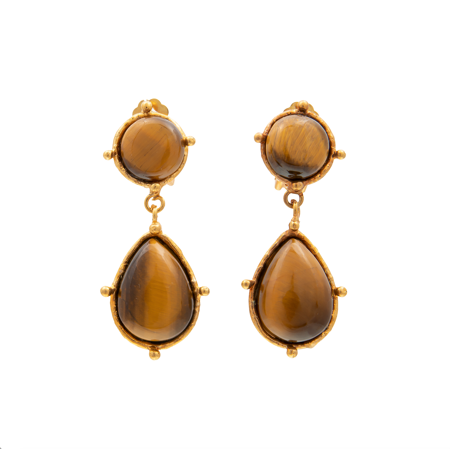 SYLVIA TOLEDANO Tiger Eyes Dots Clip Earrings