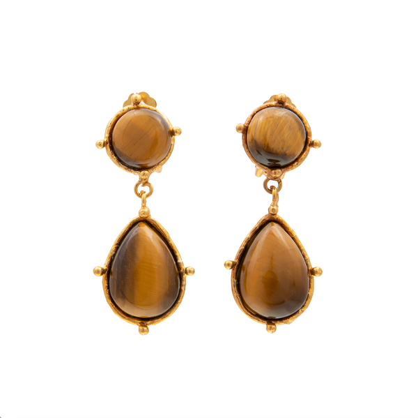 SYLVIA TOLEDANO Tiger Eyes Dots Clip Earrings