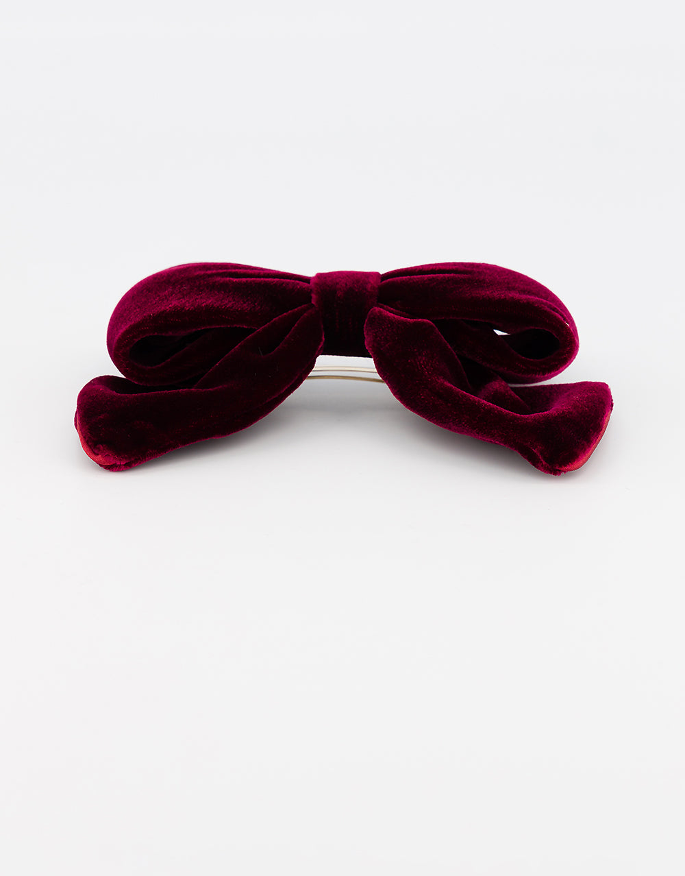 ALEXANDRE DE PARIS Velvet Burgundy Bow Barette