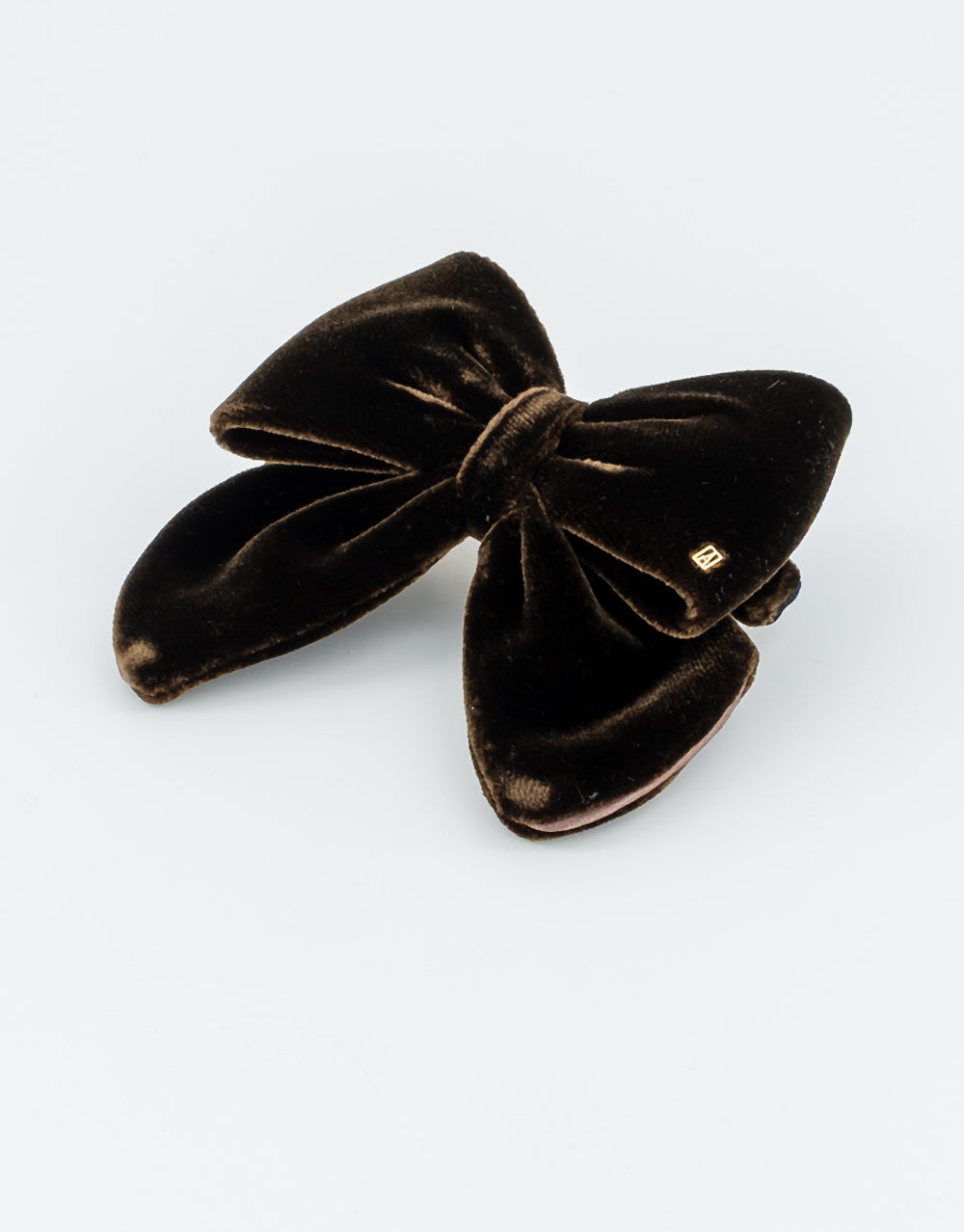 ALEXANDRE DE PARIS Cannelle Brown Velvet Bow Barette