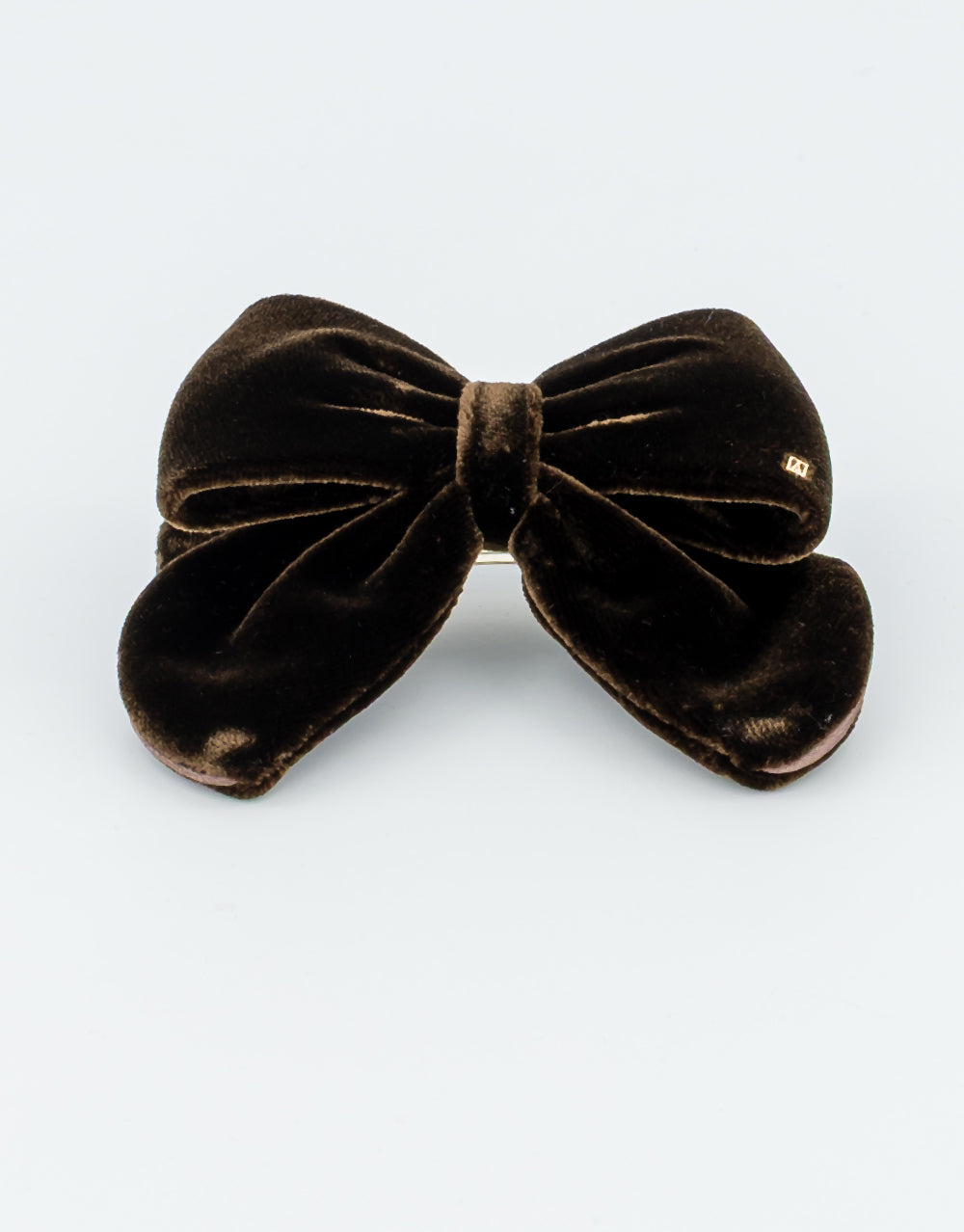 ALEXANDRE DE PARIS Cannelle Brown Velvet Bow Barette