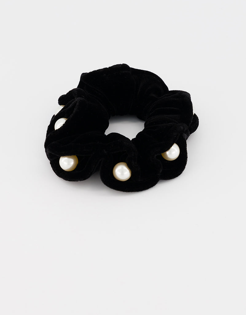 ALEXANDRE DE PARIS Velvet and Pearls Scrunchie