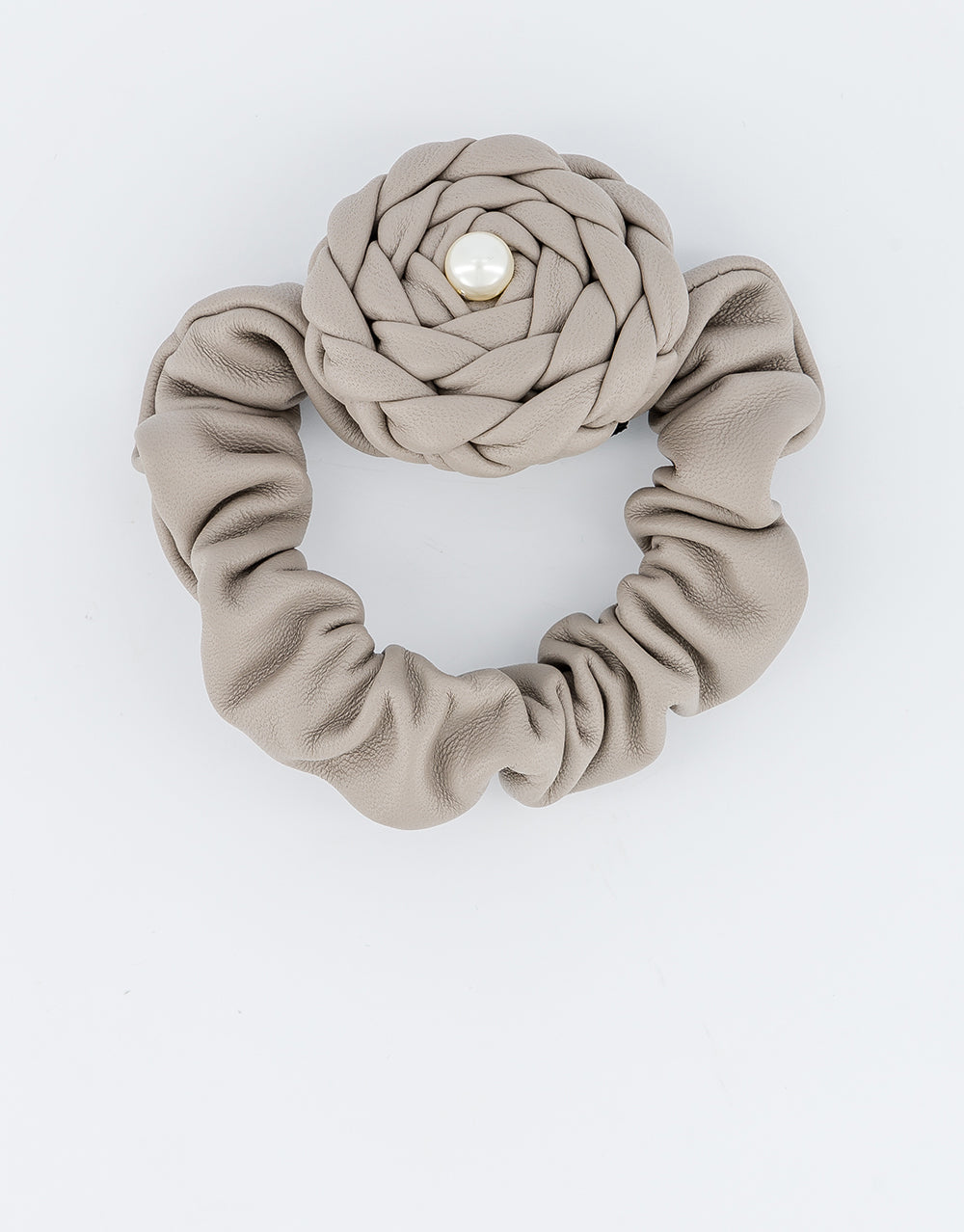 Leather and pearl hair tie