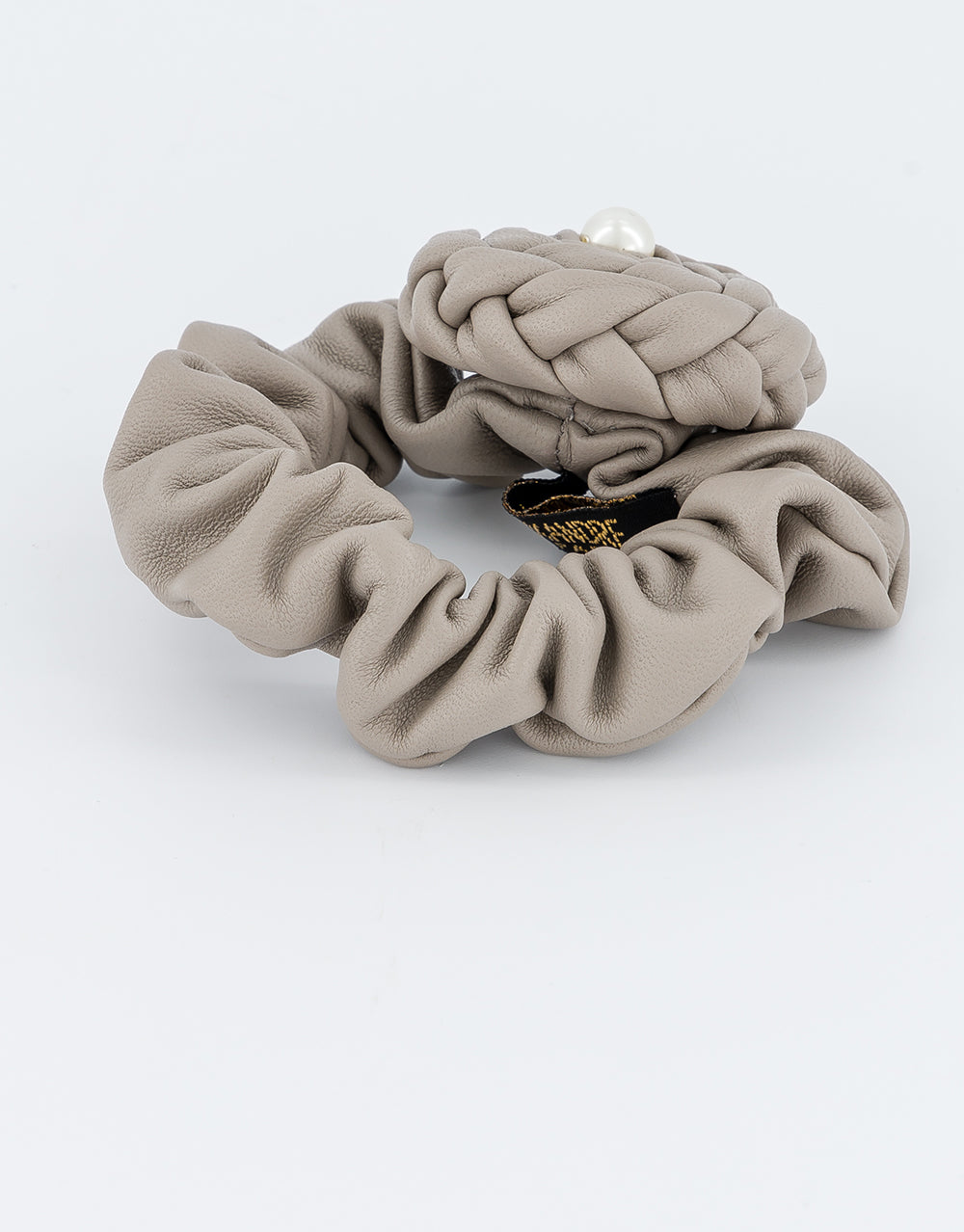 Leather and pearl hair tie