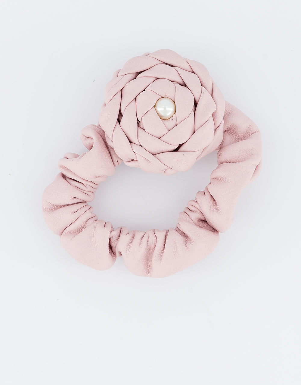 Leather and pearl hair tie