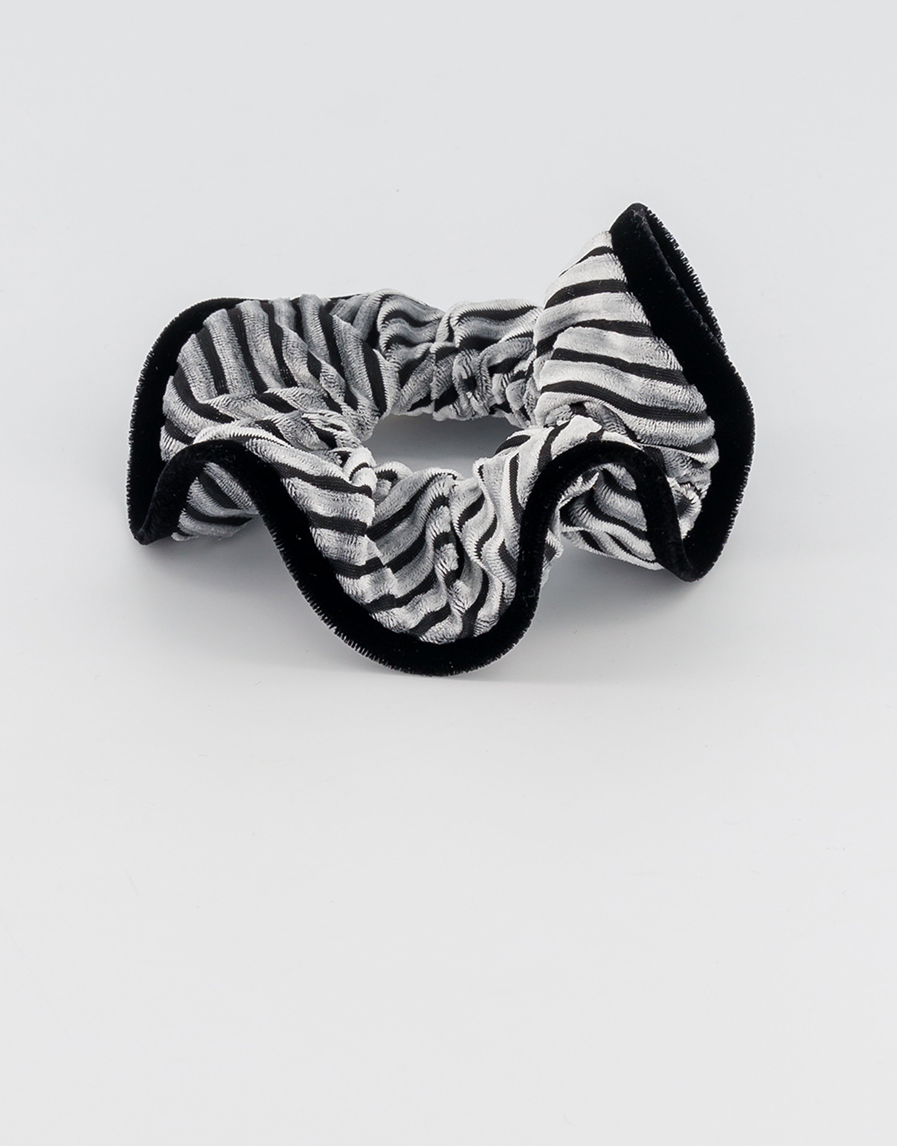 ALEXANDRE DE PARIS Stripes Velvet Scrunchie