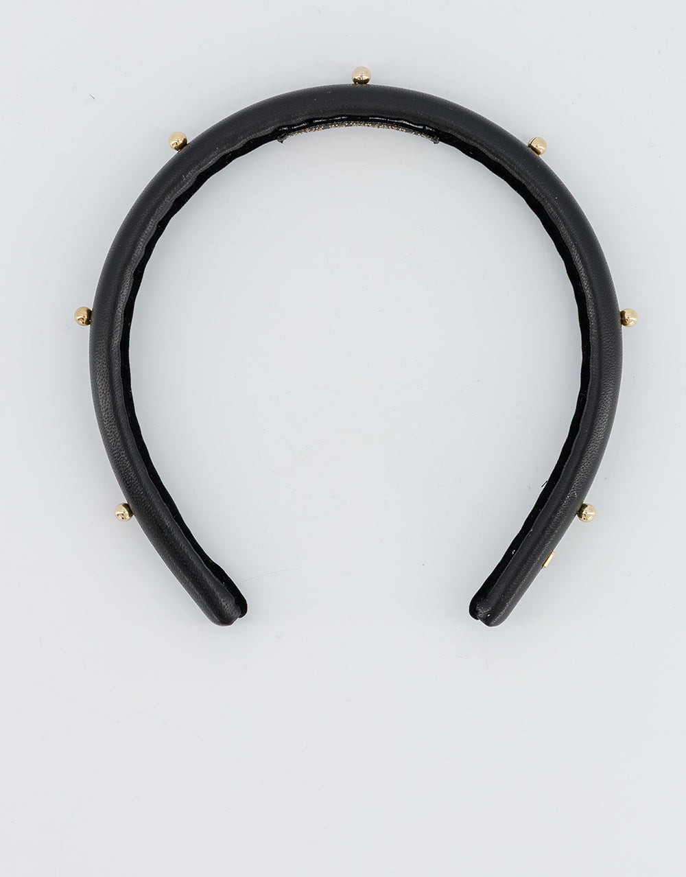 ALEXANDRE DE PARIS Belle de Jour Leather and Gold Studs Headband