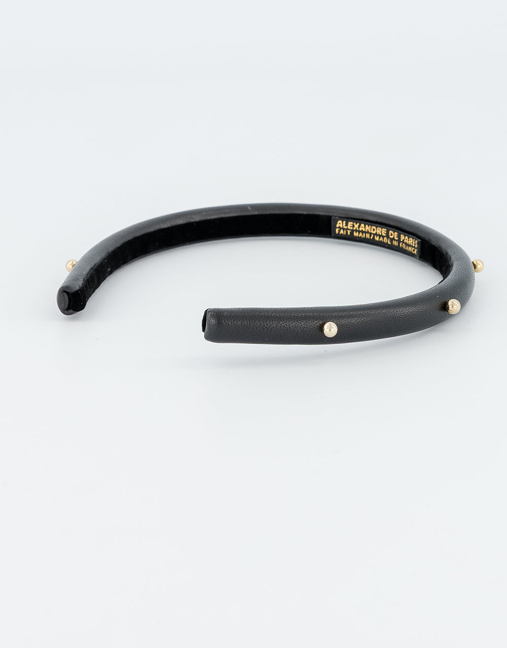 ALEXANDRE DE PARIS Belle de Jour Leather and Gold Studs Headband