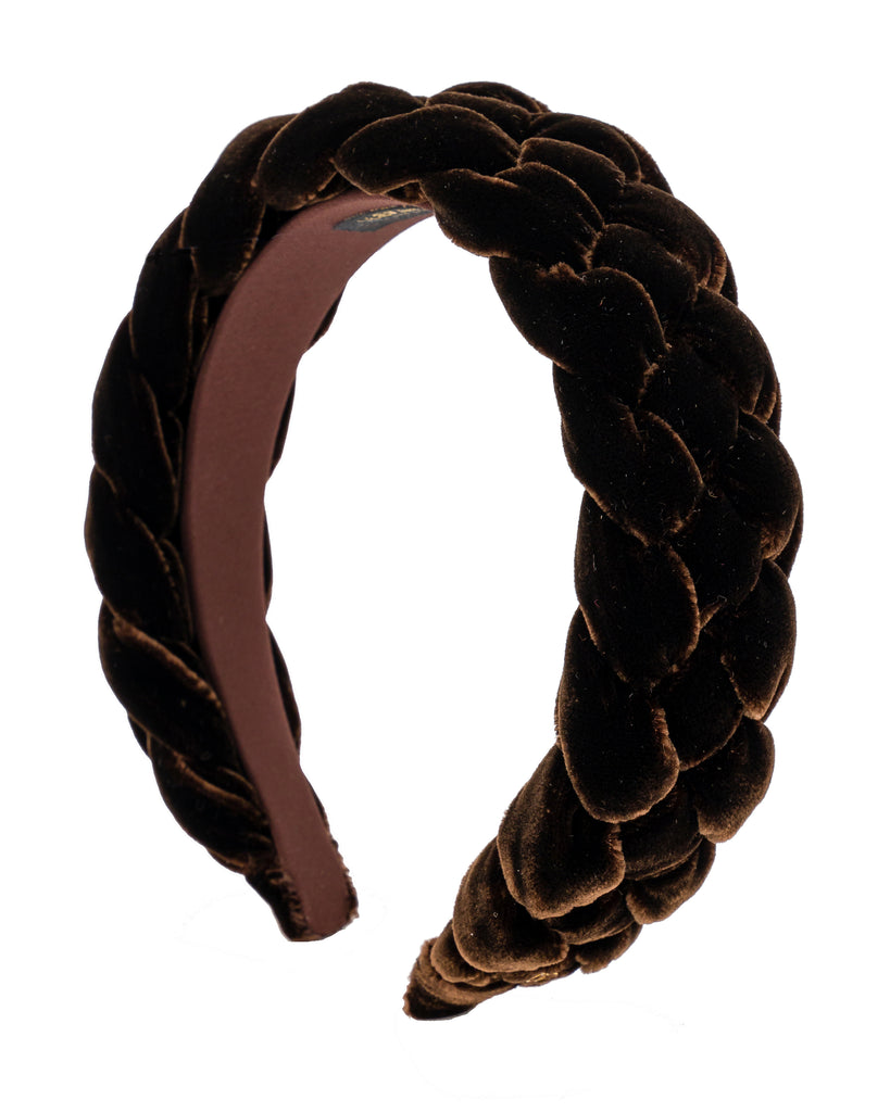 ALEXANDRE DE PARIS Brown Nocturne Braided Velvet Headband