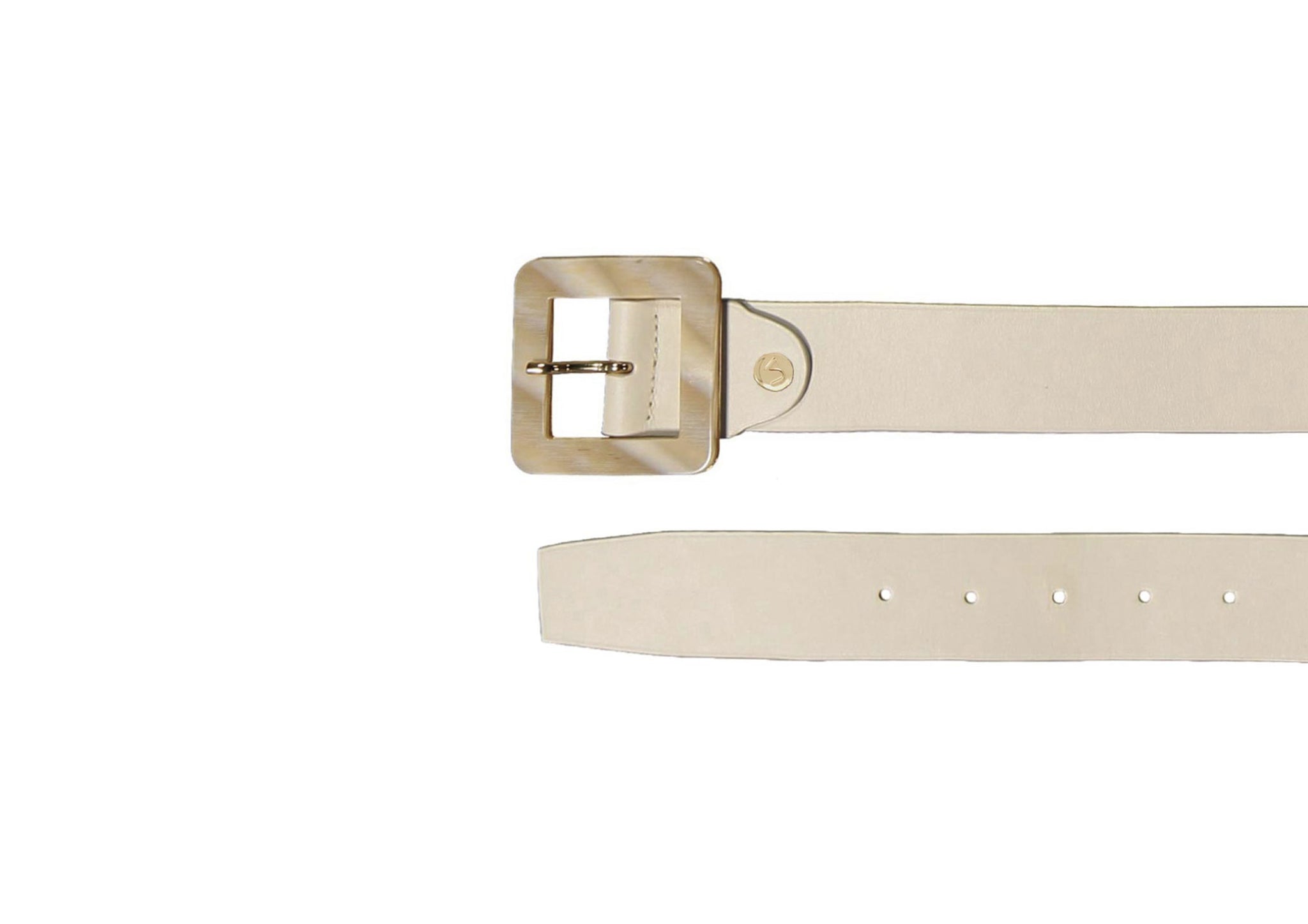 VAINCOURT La Rafinee Leather Belt Marbled Acetate Buckle