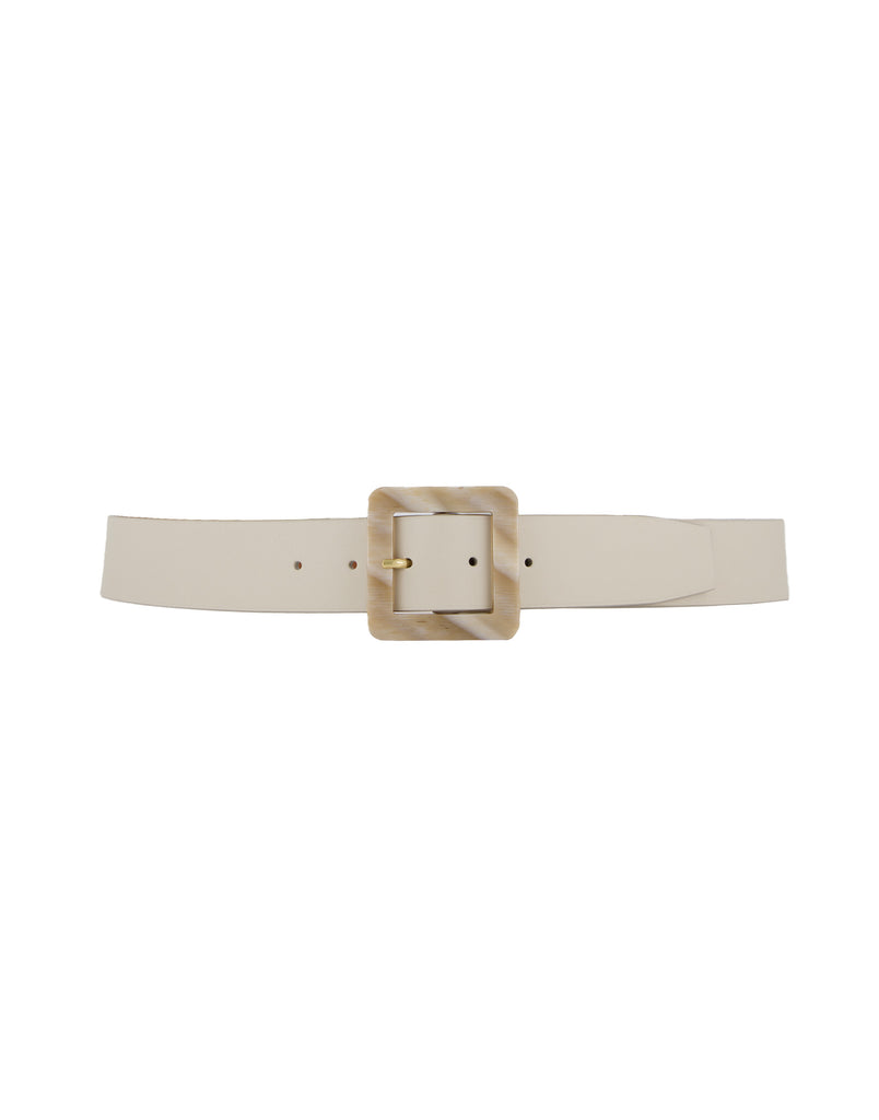 VAINCOURT La Rafinee Leather Belt Marbled Acetate Buckle