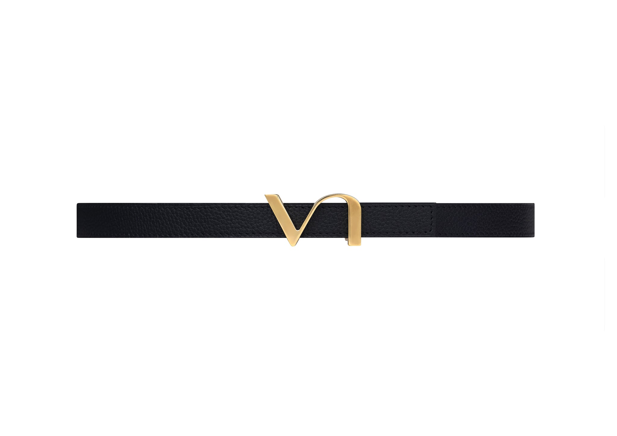 VAINCOURT Reversible Black & Gold Thin Leather Belt