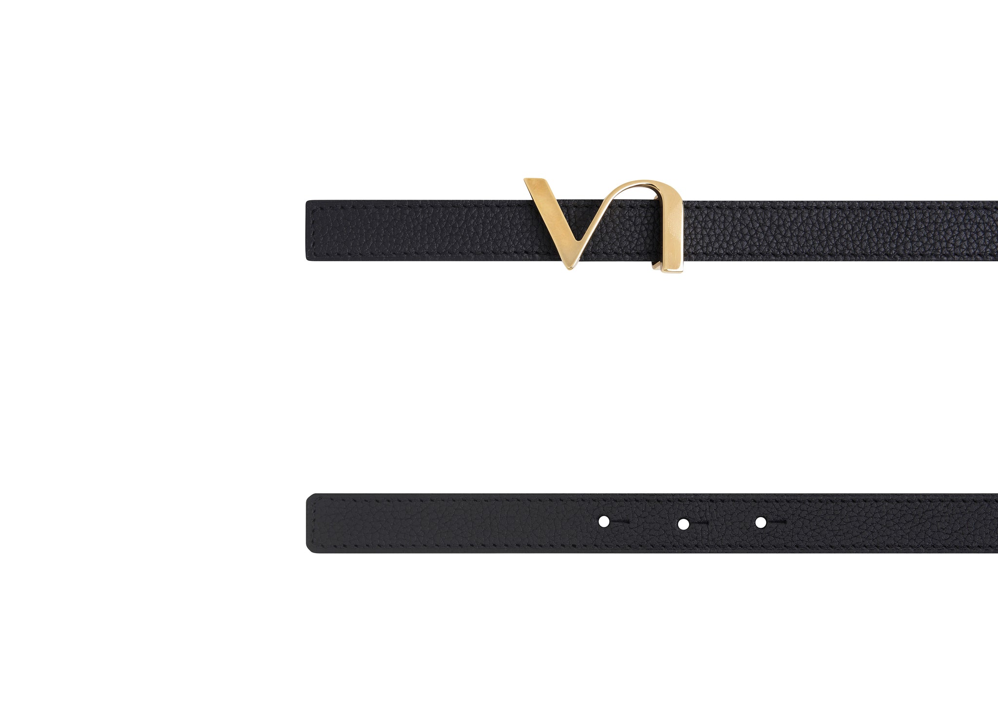 VAINCOURT Reversible Black & Gold Thin Leather Belt